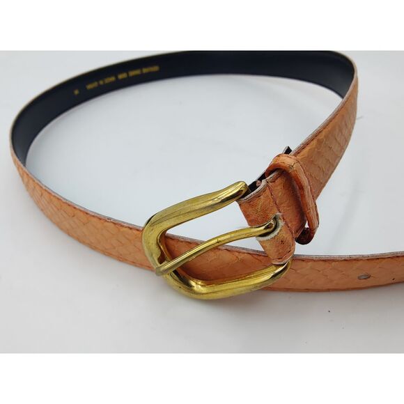 BELT Snake Skin Scaled Reptile Peach Pink Gold Buckle Quiet Luxury Western Rodeo - Picture 3 of 13